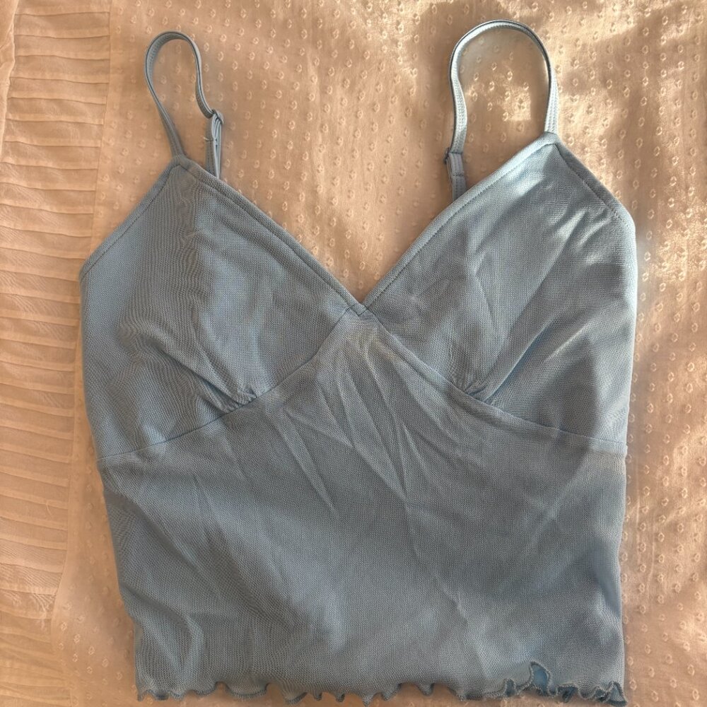 Lia Blue Going-Out Mesh Top